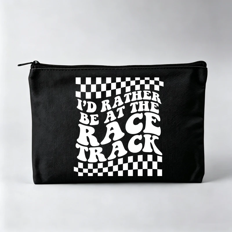 Women's Checkerboard Pattern Cosmetic Bag with Slogan-Style Graphic, Casual Makeup Pouch for Daily Use