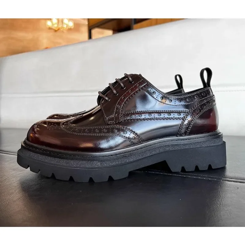 Chaussures derby en cuir véritable pour hommes, design de luxe, chaussures provoqué d'affaires décontractées, mode britannique haut de gamme, bureau, mariage