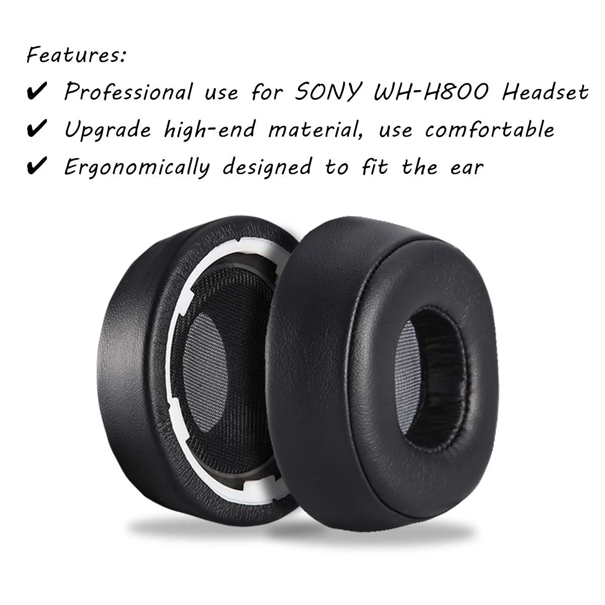 1Pair 단백질 PU 가죽 교체 Earpads 귀 패드 Muffs 컵 베개 커버 소니 WH-H800 WH H800 헤드폰에 대 한 수리 부품