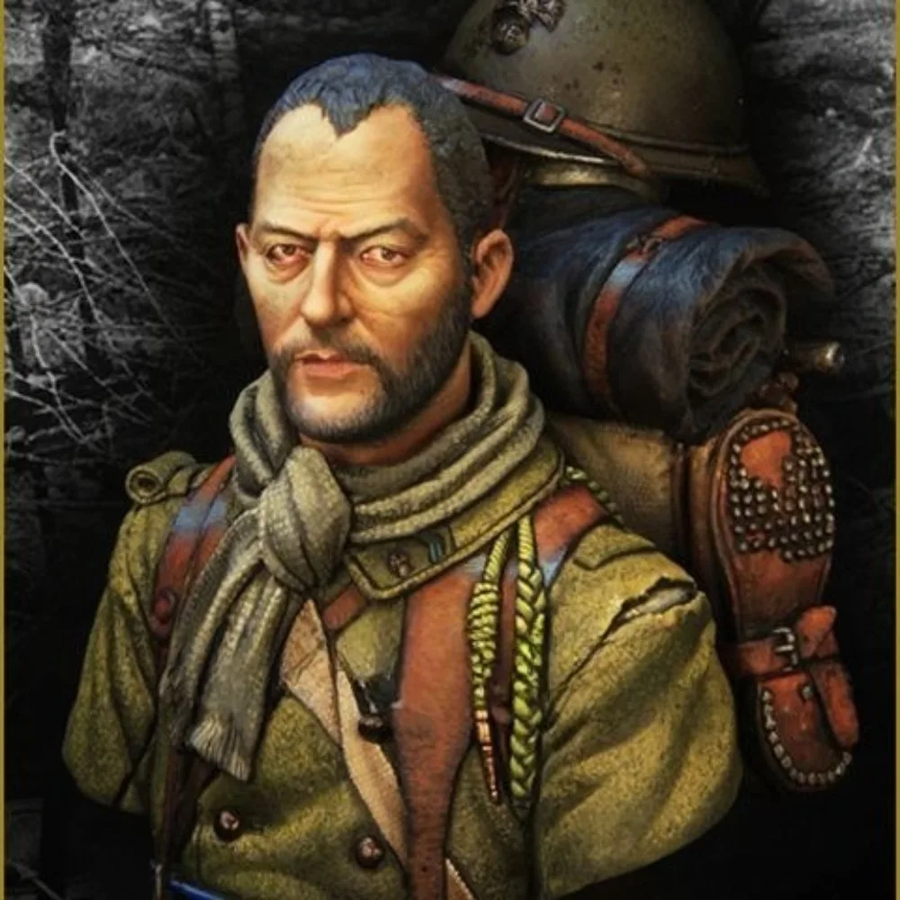 1/10 World War I French Foreign Volunteers Resin Bust Model White Blank Figurine DIY 3D Printed Self-assembly Coloring Models