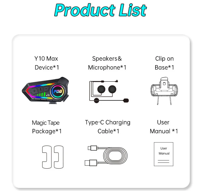 Y10 Max Motorradhelm Bluetooth 6.0 Intercom CVC+DSP Dual Intelligent Noise ReductionInter Comunicador – Detail 15