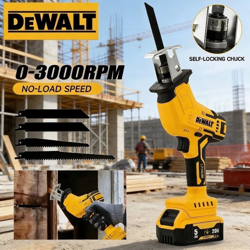 

Аккумуляторная электрическая сабельная пила Dewalt 2800 об/мин, бесщеточная, многофункциональная, для резки металла, дерева и труб, электроинструмент