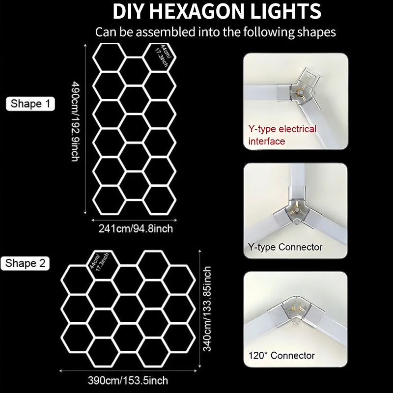 Garagen-Hexagon-LED-Leuchte 50000H Hexagon-LED-Deckenleuchte Superhell 6500K Garagenbeleuchtung für Zuhause, Fitnessraum, Friseursalon, Autodetailing, Bar, Keller, Werkstatt-Deckenbeleuchtung