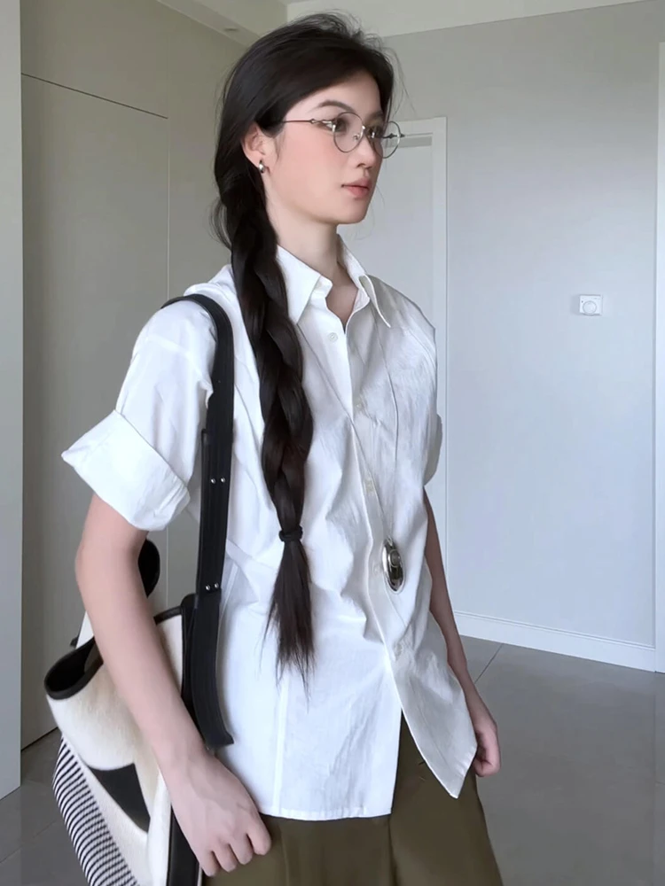 

Модная женская рубашка из японского хлопка Sweet Sle C4C5324ZS0 с пуговицами и воротником, короткий рукав, тонкая, весенняя