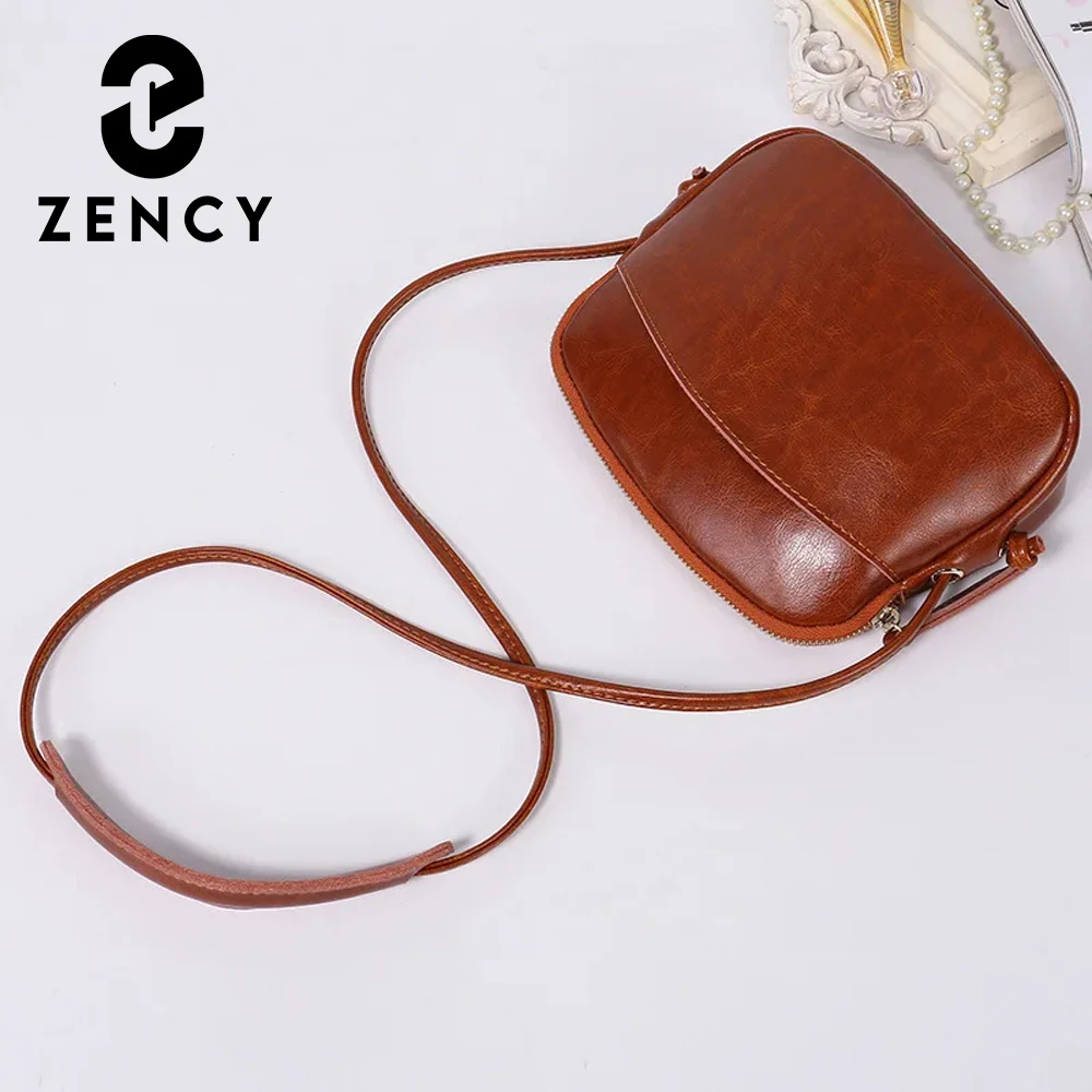 Zency Cute Women Messenger Bag 100% Genuine Leather Soft Skin Girls Shell Travel Handbag Elegant Shoulder Purse Lady Phone Bags