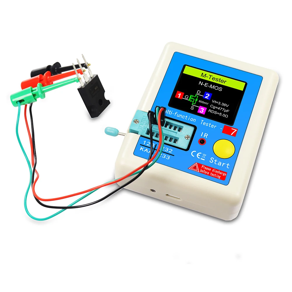 Multímetro de prueba de transistores multifunción LCR-T7, condensador de resistencia, medición de batería de Transistor, diodo, MOS triodo/PNP/NPN