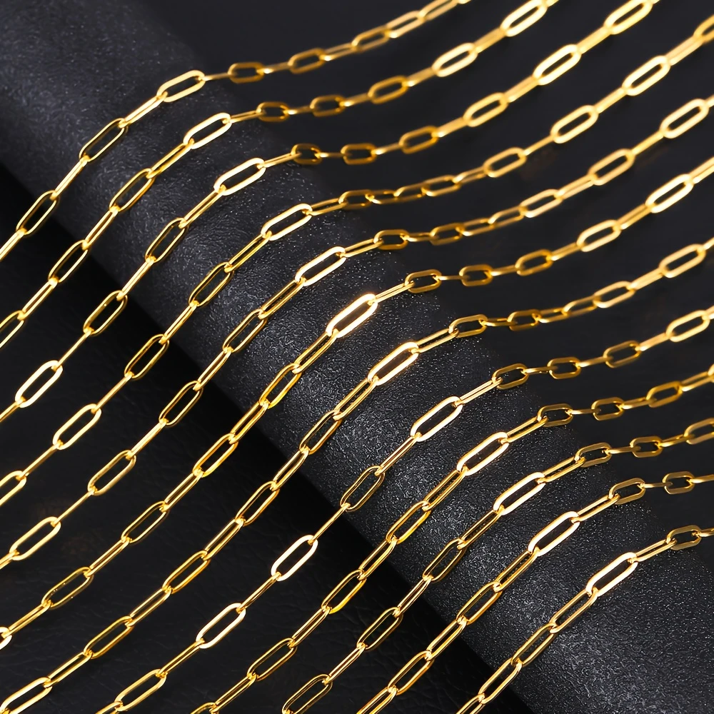 6-Piece Set of Adjustable Stainless Steel Flat Cross Chain Necklaces, 45+ 1.97inch Extension Chain, with Lobster Clasp, 18K Gold Plated, Jewelry Making Materials, Ideal Gift for Adult Enthusiasts, Elegant and Sexy Styl