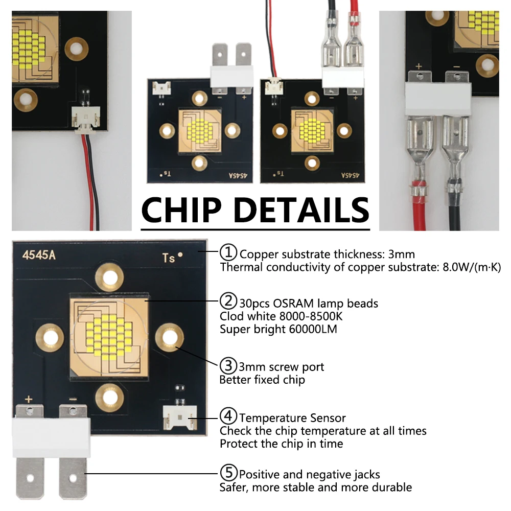 400W LED Chip Lamp Beads DC30-36V 12A 60000LM Cool White 8000-8500K For Long Distance Stage Lights Film And Television Light DIY