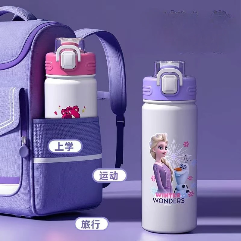 Disney Lotso Mickey Donald duck Elsa Cartoon Cute Children's Thermos Cup Creative Anime Movie Character Student Sippy Cup Gift