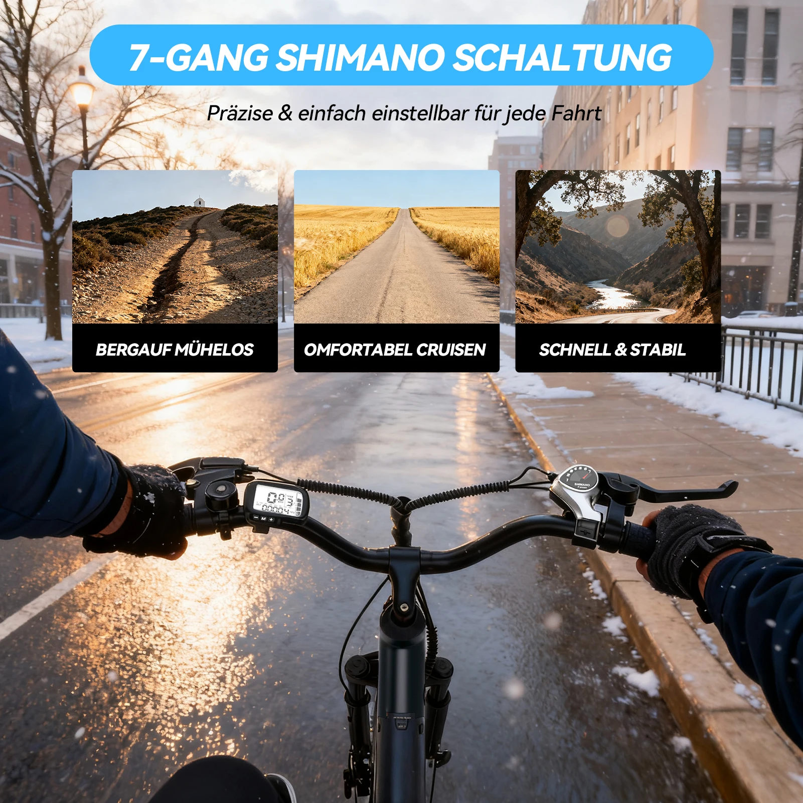 ESKUTE C100 PLUS Elektrofahrrad für Erwachsene, 250 W, E-City-Elektrofahrrad, Urban Commuter, 36 V, 13 Ah, Batterie, 26-Zoll-Reifen, E-Bike – Detail 1