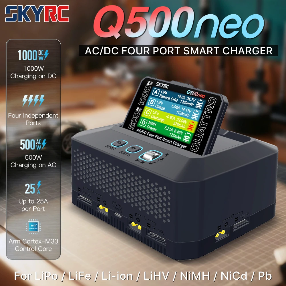 SKYRC Q500neo AC/DC RC Charger 500W Discharge 16-bit ARM PID Power Supply FPV RC Racing