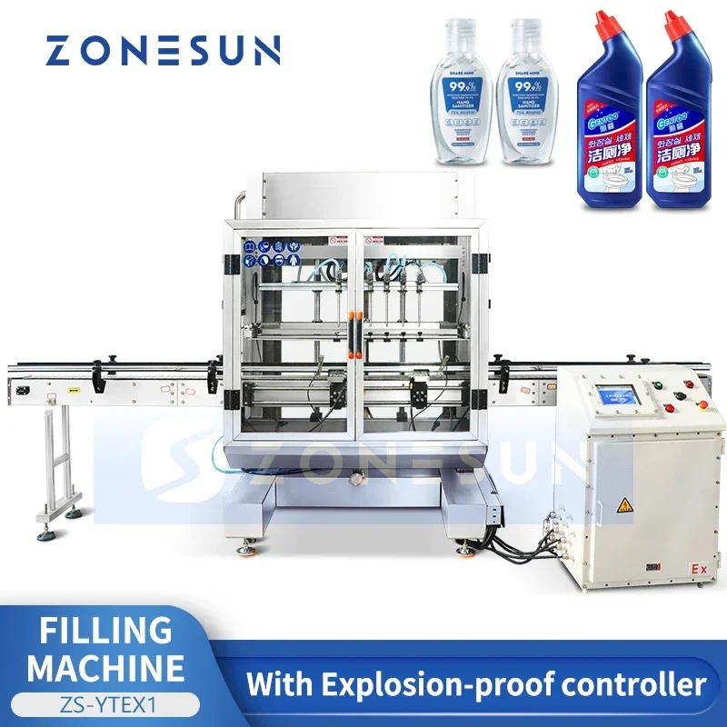 ZONESUN Automatic Explosion Proof Filling Machine Chemical Bottle Filling Machine Liquid Filler Industrial Equipment ZS-YTEX1