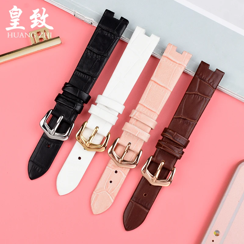 Genuine Leather Watch Strap For Cartier White Balloon WGBL005 Women Watch band Pin Buckle Waterproof Notched 16*5mm Red Bracelet