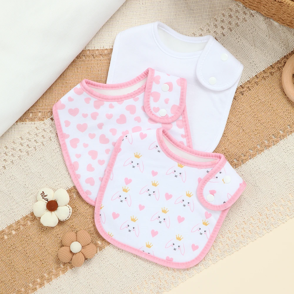 

Набор из 3 впитывающих слюнявчиков для девочек, мягкие детские слюнявчики для прорезывания зубов, аксессуары для ухода за младенцами (с цветочным принтом)