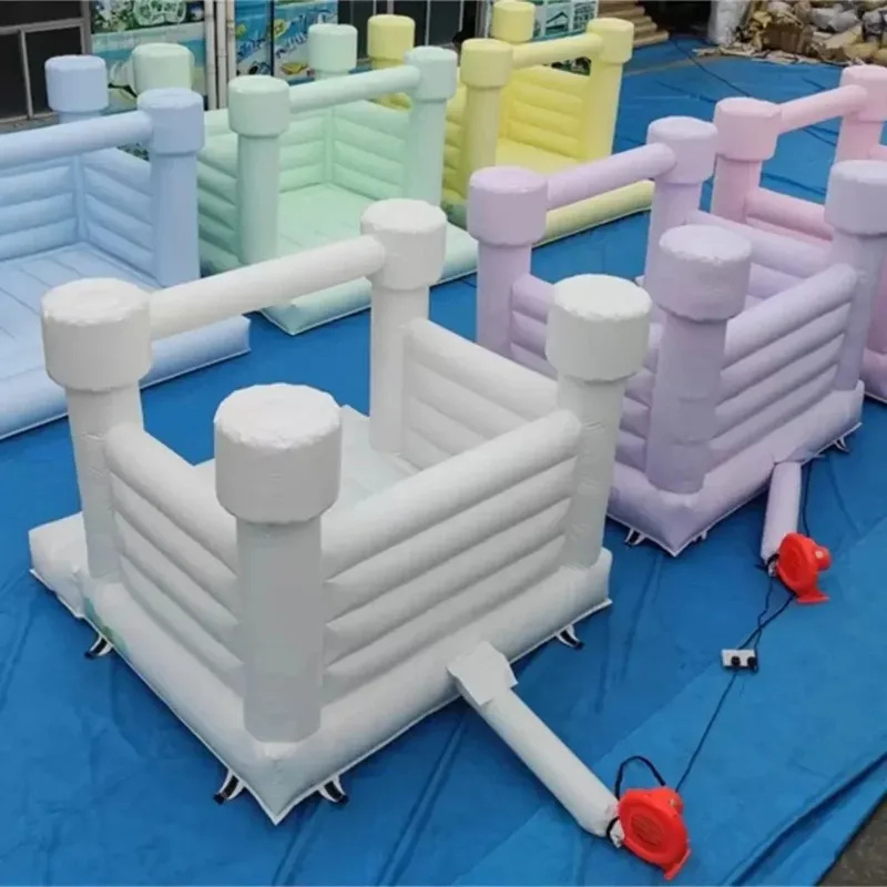 

【Hot Sale】Macaron Pastel Inflatable Wedding Bounce House White Jumping Bouncer Bouncy Castle Pink Blue Peach PVC For Kids Adults