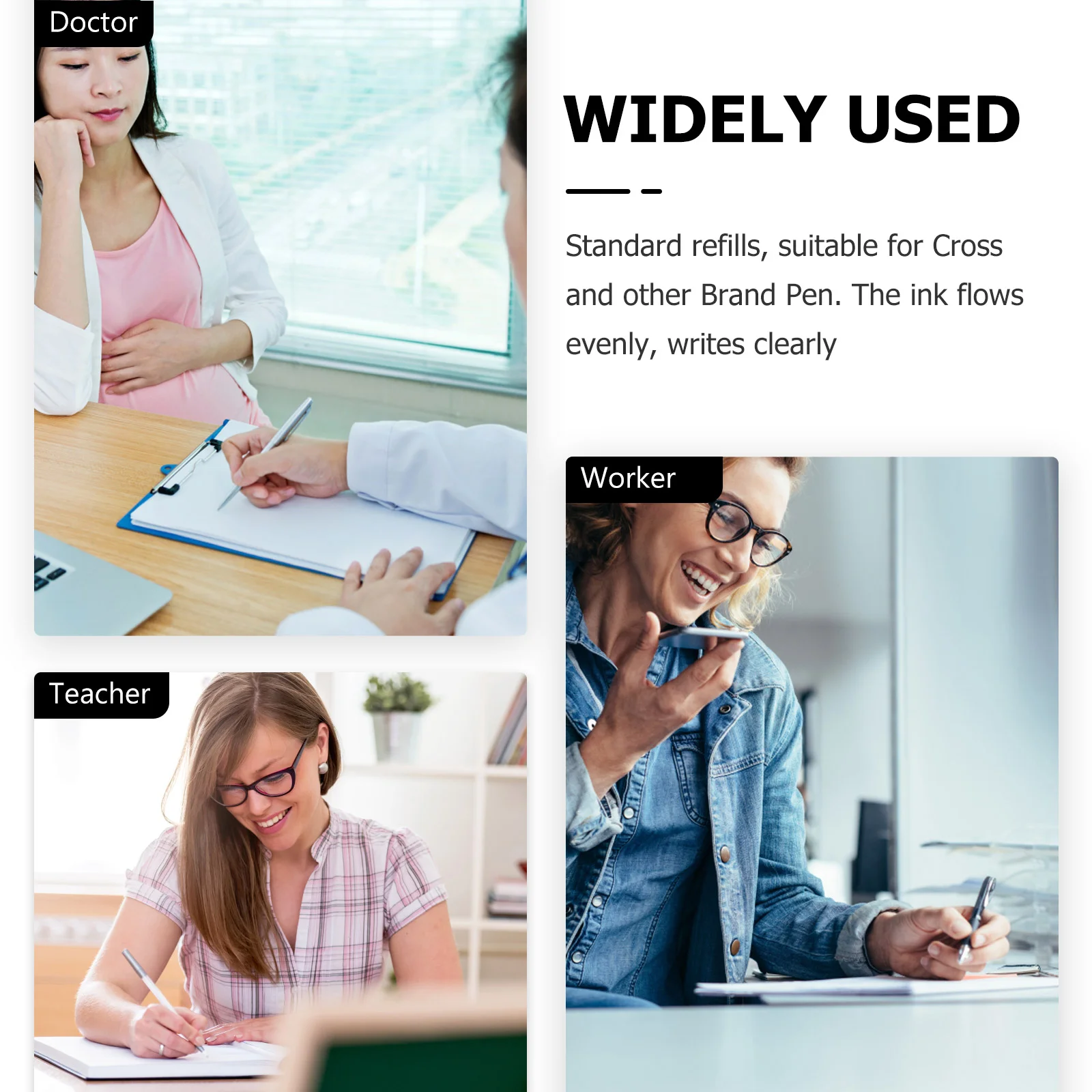 Ricariche per penne a sfera da 20 pezzi per penne a croce Ricarica per penne a punta fine - Ricarica per penna a sfera con inchiostro nero