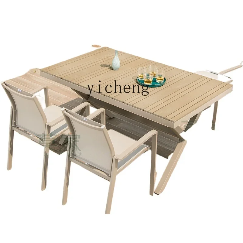 TQH outdoor tables and chairs courtyard leisure outdoor Internet celebrity light luxury tea table terrace dining table