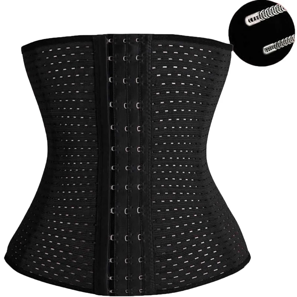 

Waist Tummy Slimming Breathable Shapewear Shaper Corset Girdle Size M Black Adjustable 3 Rows Hook Elastic Support