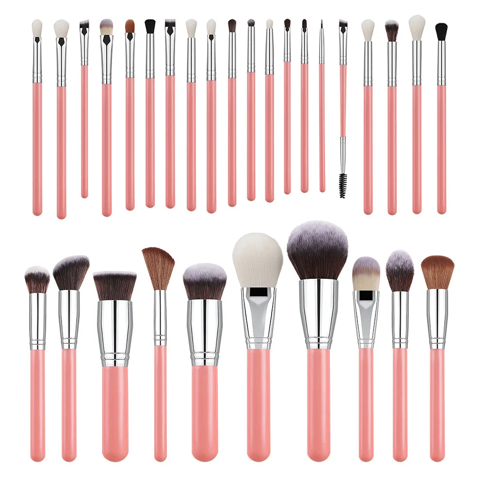 

YAMENI 30Pcs Pink Makeup Brushes Set Powder Foundation Blush Highlight EYE Concealer Brow Full Makeup Brush Kit