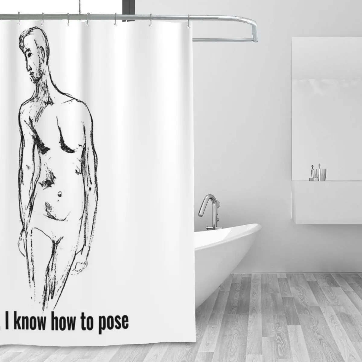 Poser - Sure, I Know How To Pose Shower Curtain Bathroom Polyester Waterproof Bath Curtains with Hooks
