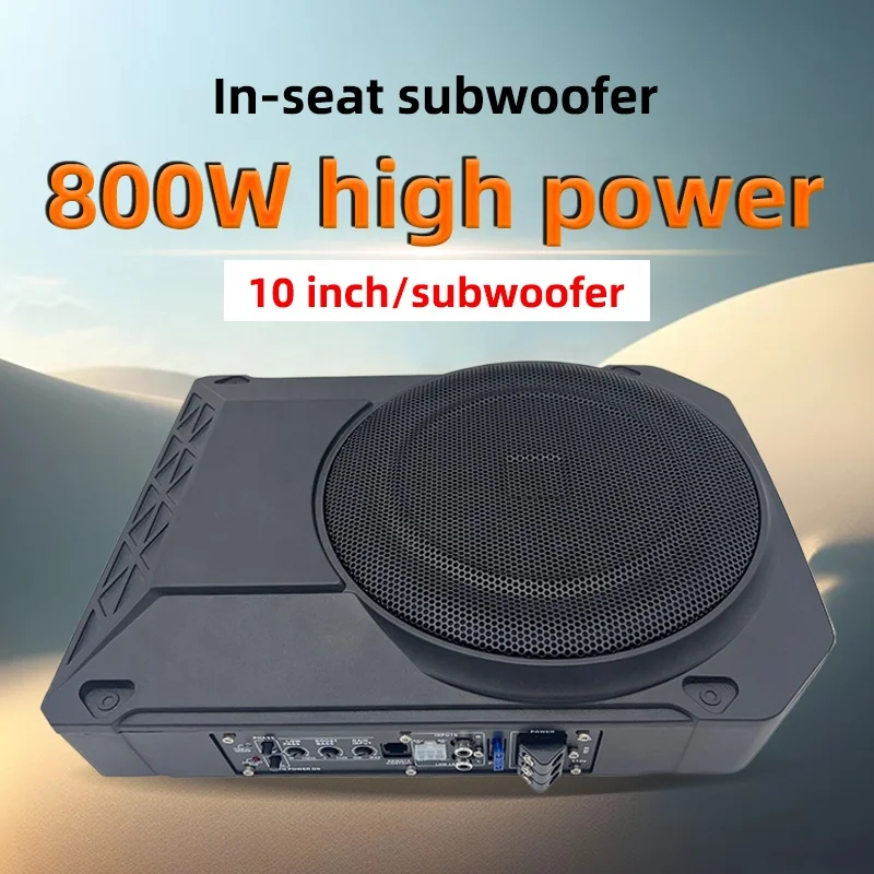 top 10 Inch Underseat 12V Car Subwoofer RMS power 200W/MAX 800W Big Power Aluminum Box Slim Audio Woofer Active with wire sets