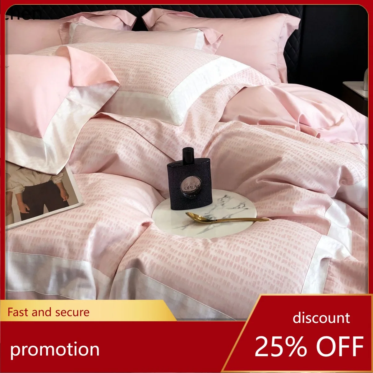 

ZML Jacquard Three-Dimensional Patchwork Wide-Brim Buttoned Bed Sheet Set with Corners and Edge Trim, Four-Piece Bedding Set