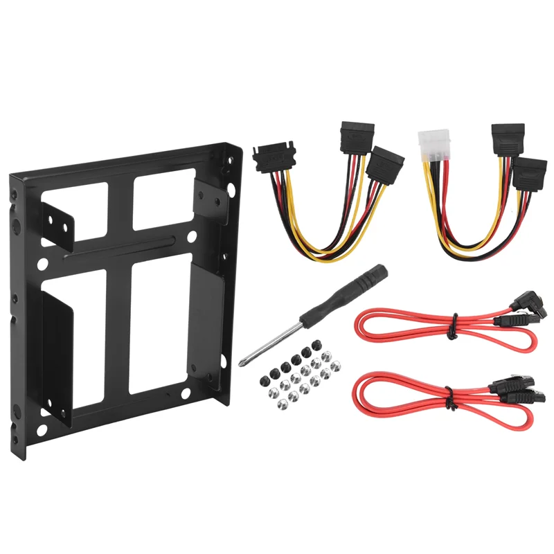 

Dual SSD HDD Mounting Bracket 3.5 To 2.5 Internal Hard Disk Drive Kit Cables 2.5 Hard Disk Drive To 3.5 Bay Tray Caddy