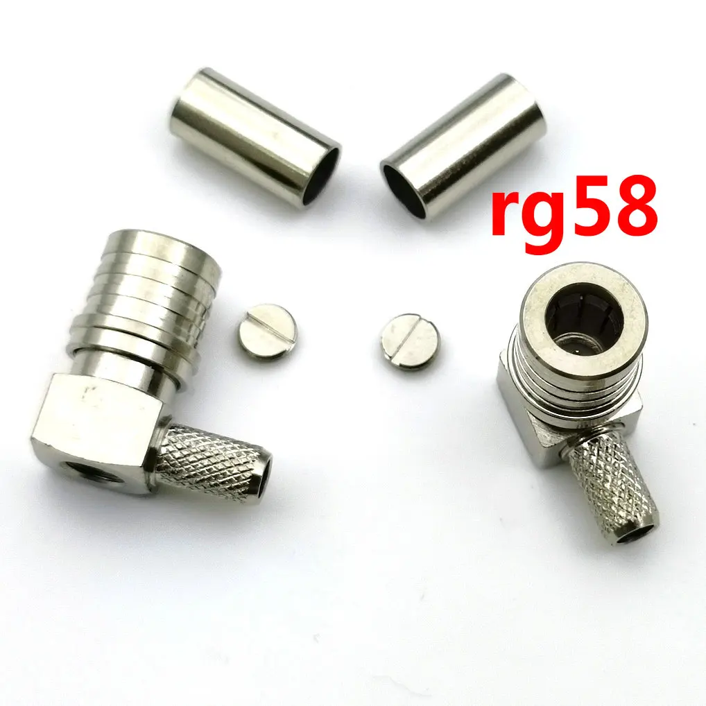 Imagem -02 - Adaptador de Cabo Macho Coaxial do Ângulo Direito Qma do rf Cobre Rg174 Rg316 Rg188 Rg188a Lmr100 Rg58 Rg400 Rg195 20 Peças 100 Peças 100 Peças