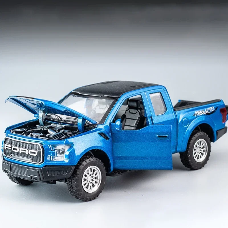 New 1:32 Ford Raptor F150 Big Wheel Alloy Diecast Car Model With With Sound Light Pull Back Car Toys For Children Xmas Gifts