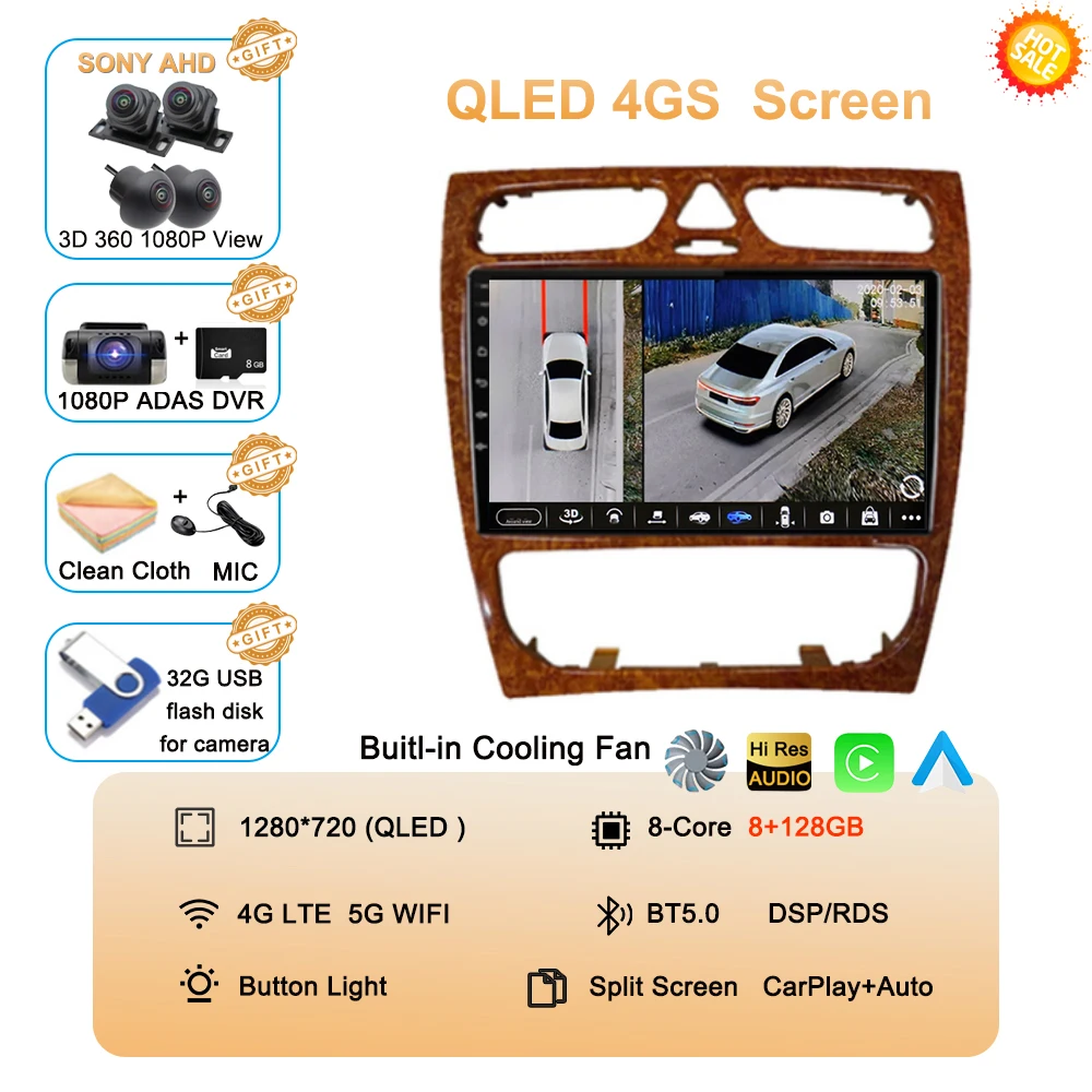 Android 16 autoradio multimediasysteem voor Mercedes Benz W203 Vito W639 Vaneo CLK W209 W210 CarPlay navigatie GPS 4G BT