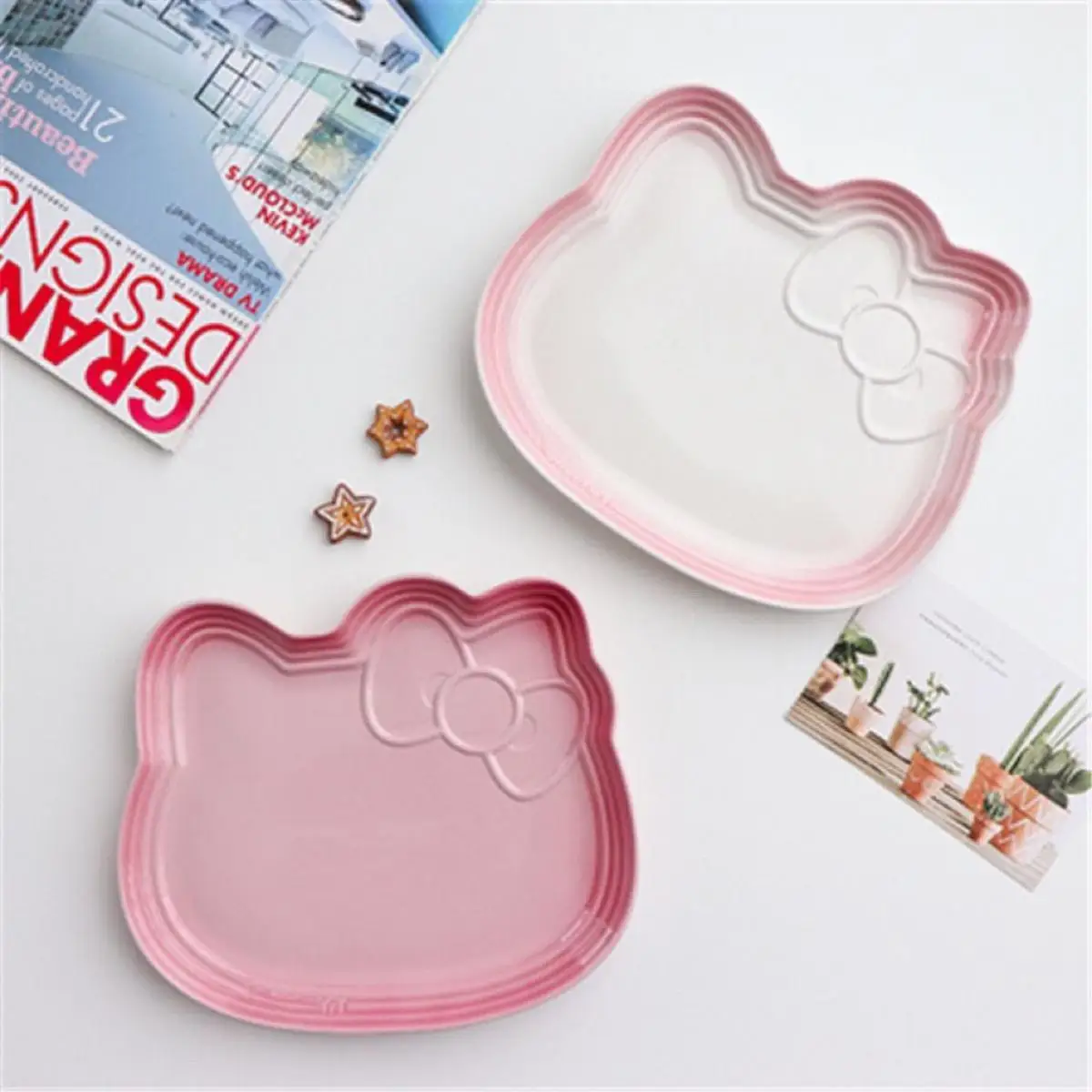 

Miniso Hellokitty Creative Cute Cartoon Girl Heart Beautiful Fashion Kawaii Plate Home Ceramic Plate Tableware Fruit Plate