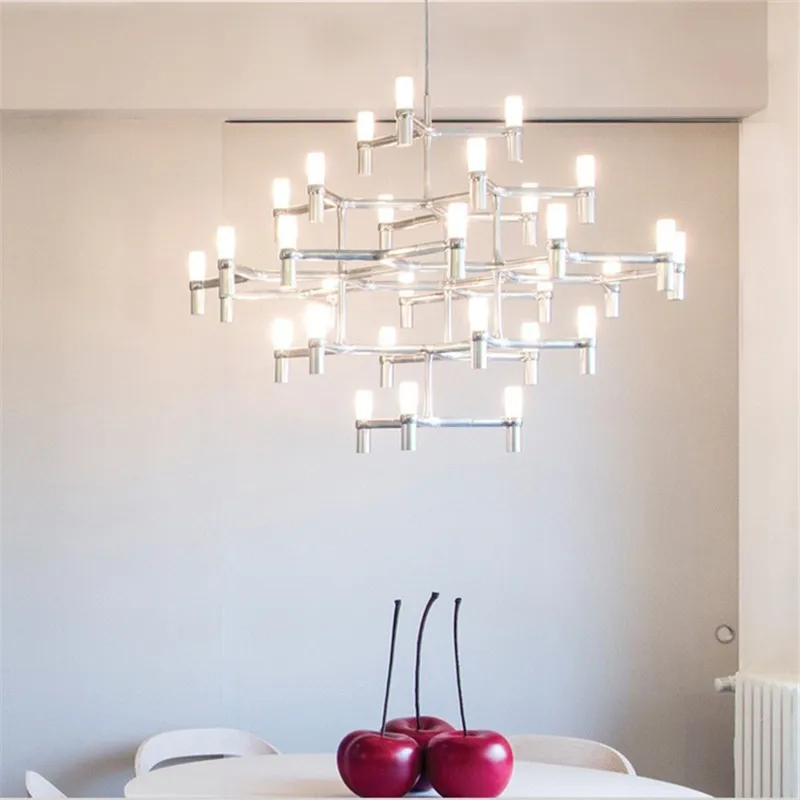 Crown Major Kronleuchter Nordic Tube Chrom Licht Moderne Led Kunst Designer Luxus Licht Für Küche Hotel Große Wohnzimmer Dach Lampe