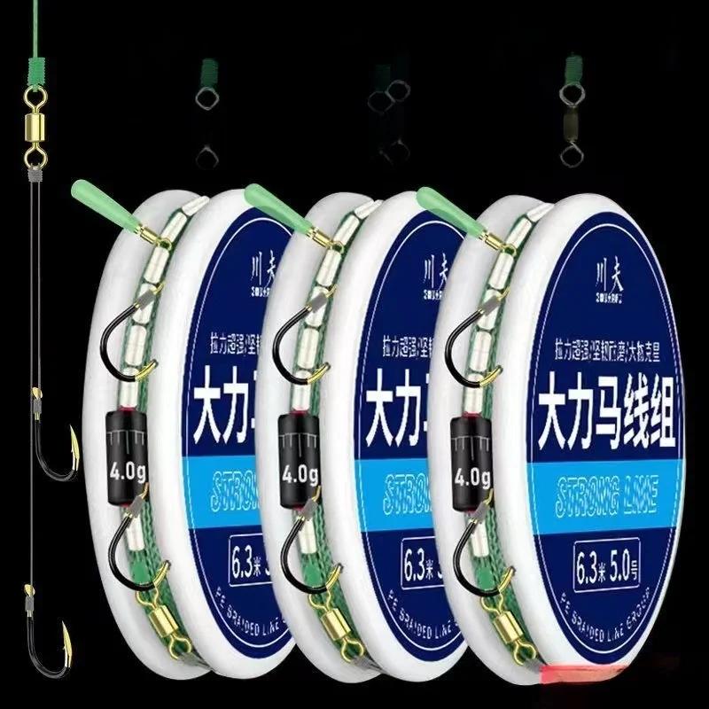 Conjunto Completo de Linha Principal Forte de Dyneema com Anzol Duplo para Pesca em Taiwan, Anzol para Pesca de Grande Porte Totalmente Atado, para Atividades ao Ar Livre