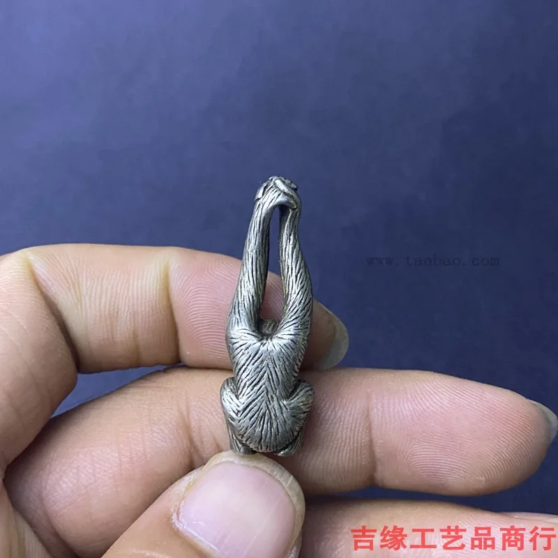 White Copper Gibbon Pendant Zodiac Monkey Monkey Pendant Hand Pieces Antique Keychain Pendant Mini Copper Monkey image 3