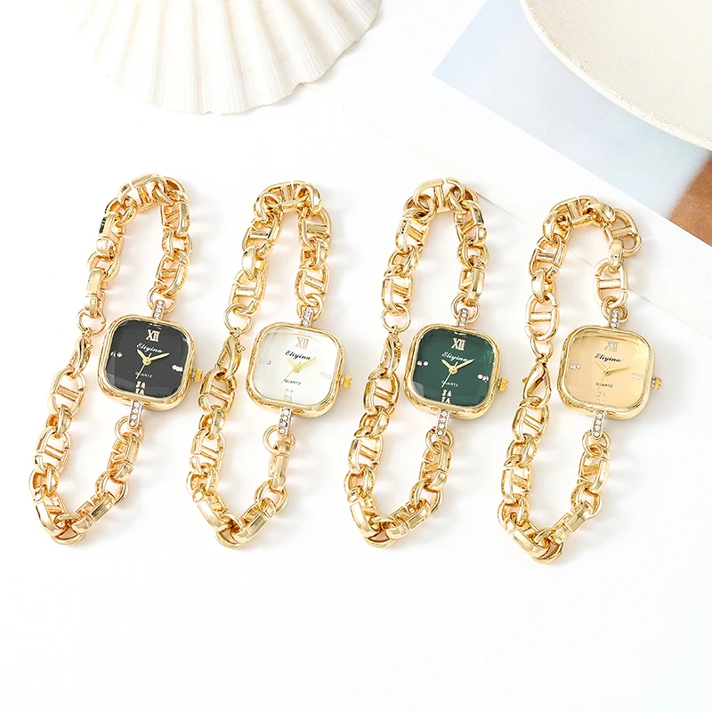 

High-End Niche Design Women's Watch, Light Luxury Diamond-Encrusted Square Quartz Women's Casual Fashion Bracelet Watch