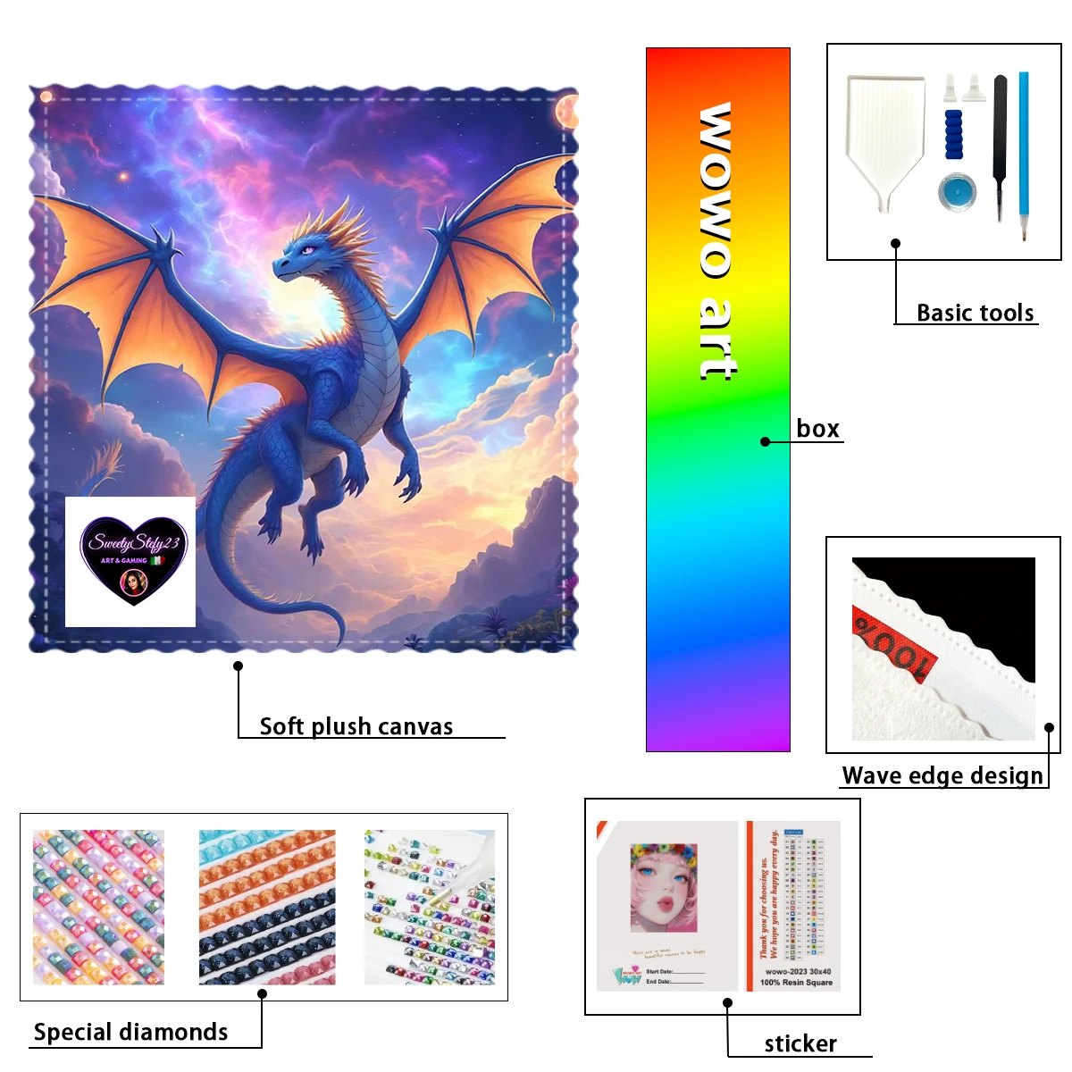 

【Sweety Stefy Diamond art】Dragon 100% resin FD+ab+xc Diamond Stamping Kit Perfect Masterpiece worth Buyi
