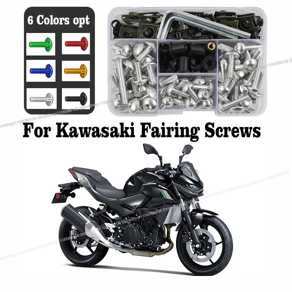 

For Kawasaki Z900 Z750 Z800 Z650 Z1000 ER6N Versys 650 ZX6R ZX10R Ninja 400 300 Motorcycle Fairing Screws Set Bolts Kit