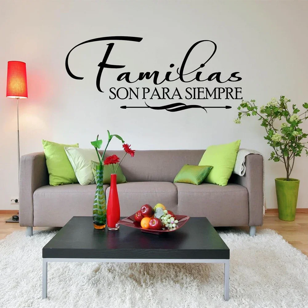 Spanish Wall Decal - Familias Son Para Siempre - Home Wall Sticker Vinyl Lettering Interior Room Decoration Design Mural C384