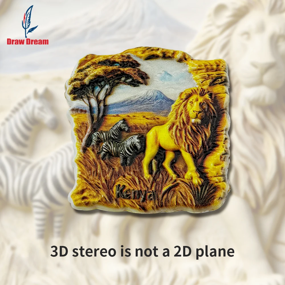1 adhesivo 3D creativo con diseño de león de la sabana de Kenia para refrigerador, recuerdo de viaje, decoración del hogar, regalo elegante