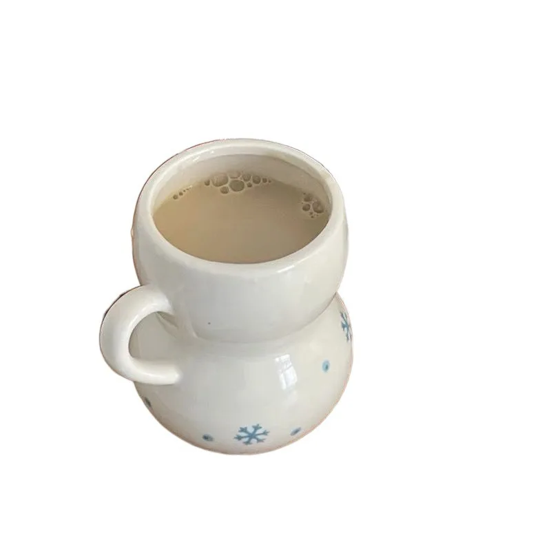 

ins cute winter snowman hand-painted underglaze ceramic Christmas holiday gifts breakfast cup