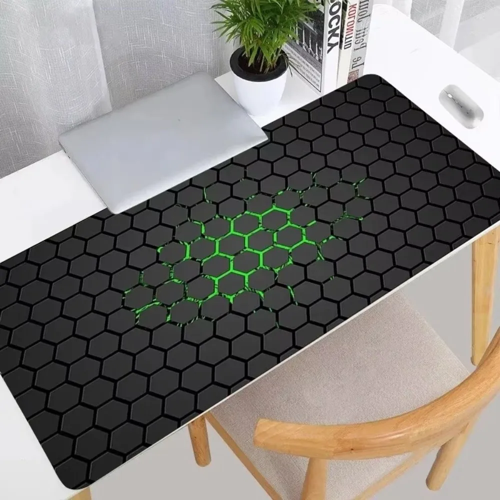 Polyester Hexagon Mouse Pad Microfiber Woven Surface Natural Rubber Base Computer Mouse Pad Washable Non-Slip Keyboard Desk Mat
