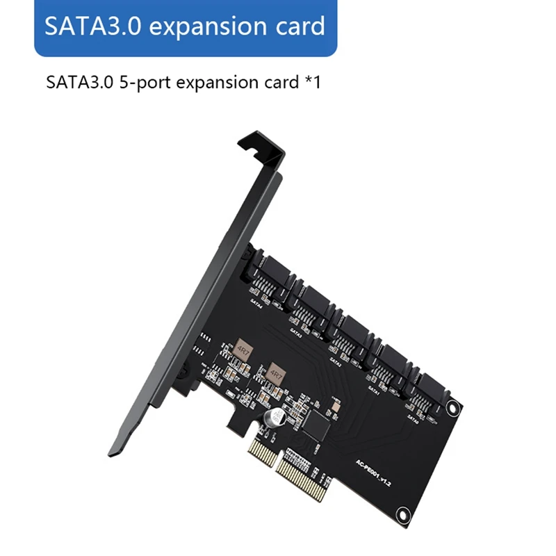 

Переходная карта с 5 портами, SATA адаптер, PCI-E X4 SATA3.0 6 Гб/с, карта расширения жесткого диска для майнинга BTC