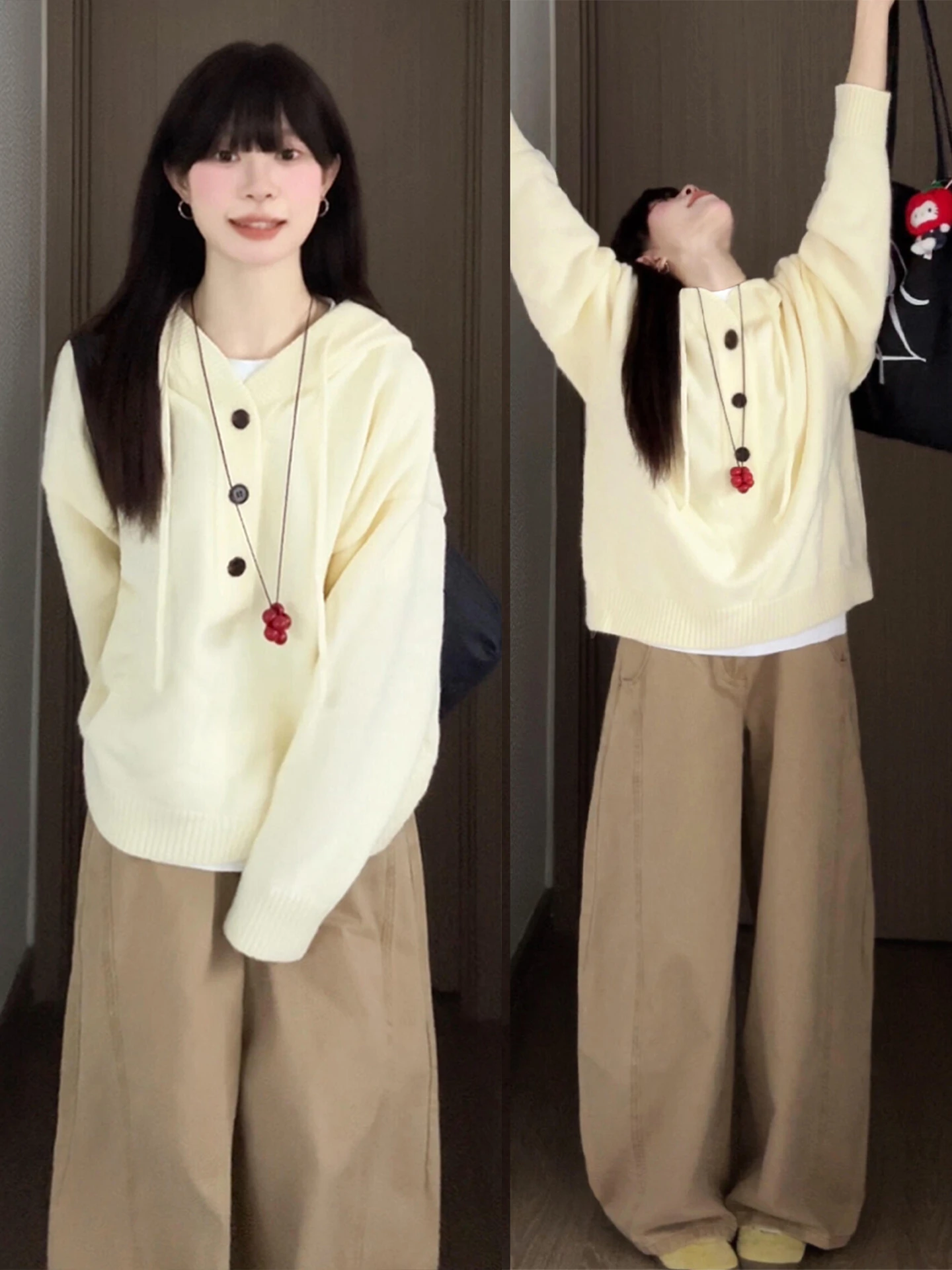 

Korean Sle Soft Cozy Hoodie Women's Loose Sweatirt Knitted Top Autumn Winter Faion Casual Comfortable Warm Garment