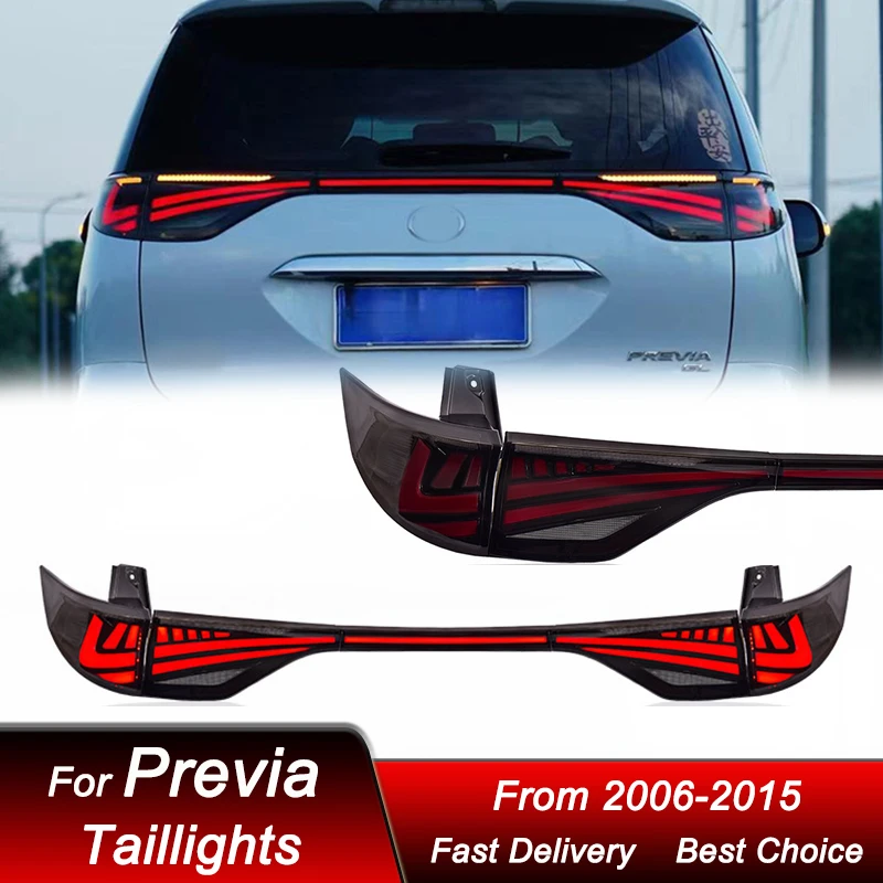Pop Car Styling Through Tail Lights For TOYOTA Previa 2006-2015 New Full LED Tail Lamp Dynamic Turn Signal Light Tail Lamp Assem