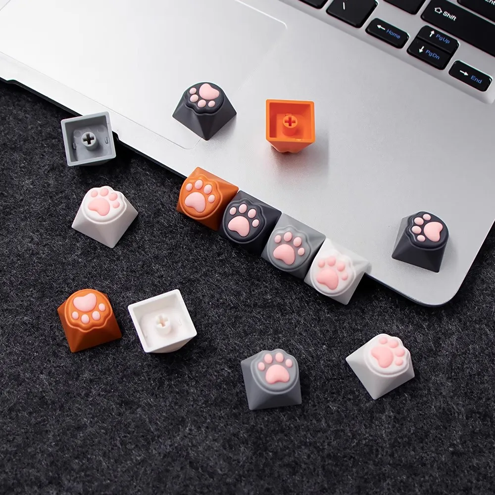 4 pcs/pack Soft Cute Cat Claw Keycap PC+Silica Gel Creative Key Caps For MX Switch Mechanical Keyboard