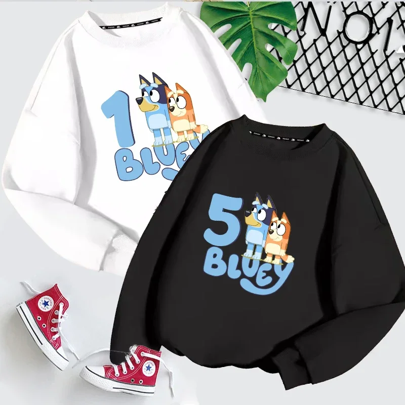 Blueys Bingos Children Birthday T-shirt Long-sleeved Tops Spring/autumn Clothing Kids Bottoming Shirt Crewneck Girl Blouse Gift