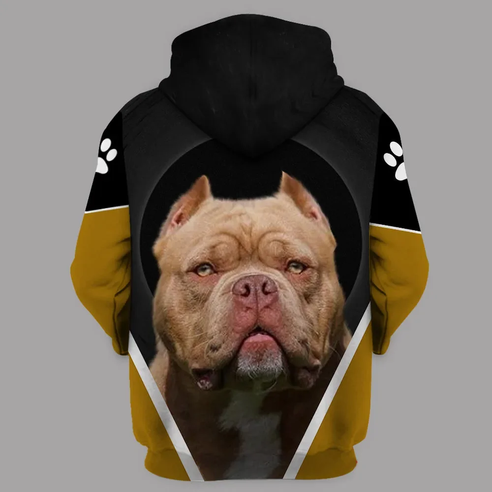 HX Loves Pitbull Hoodies 3D Graphic Avoids People Hoodie Animals Dog All Printed Pocket Pullovers Fashion Sweatshirts