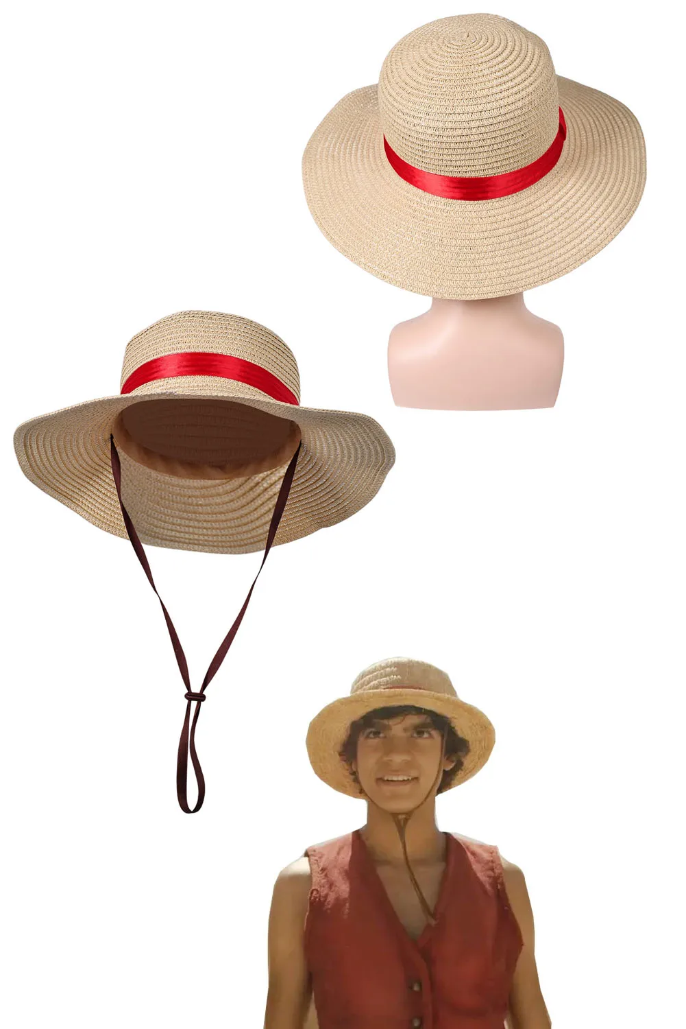 Boy Luffy Woven Sailing Hat Cosplay Hats Cap For Costume Accessories Prop Adult Men Halloween Carnival Role Play Outfit Gifts