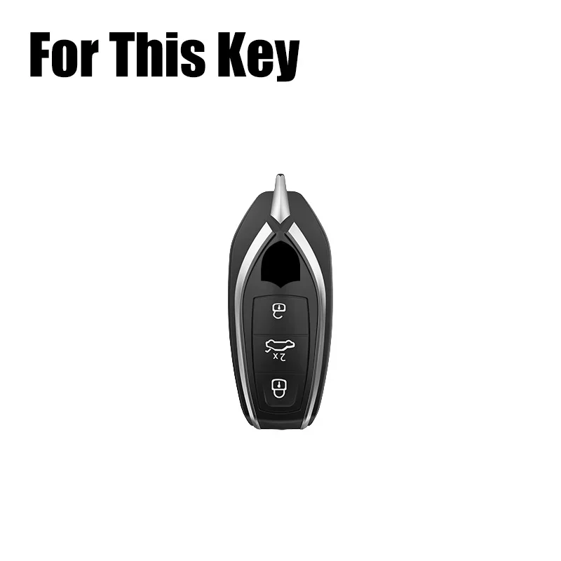 Aluminum Alloy Leather Car Remote Smart Key Case Cover Shell Holder Bag With Keychain For Lamborghini URUS Accessories