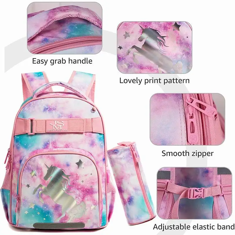 Mochila escolar creativa de moda para niños, morral escolar bonito, impermeable, con patrón de dibujos animados, unicornio, dinosaurio, 2 uds.